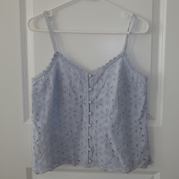 Light Blue Eyelet Tank - Picture 1 of 2